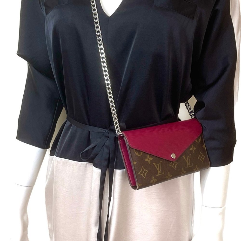 Auc LV Portefeuille Marie Lou Monogram Epi Leather Long Trifold Wallet on Chain - Picture 9 of 13